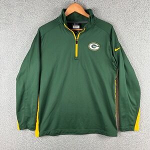 Nike On Field Green Bay Packers 1/4 Zip Pullover Shirt Mens Small Green Yellow